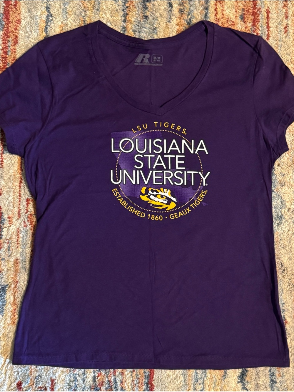 Russell Athletic LSU Tigers Purple V-Neck Tee Geaux Tigers